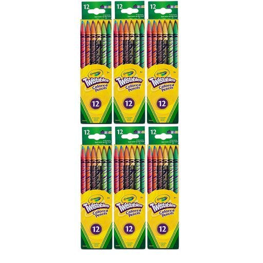 Crayola Twistables Colored Pencils, No Sharpening Needed, 12 Count (Pack of 6) Total 72 Pencils