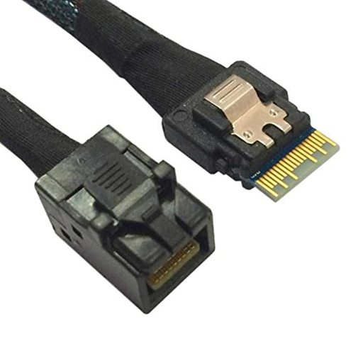 Cablecc Slim Line SAS 4.0 SFF-8654 4i 38pin Host to HD Mini SAS 4i SFF-8643 36pin Target Cable 50cm