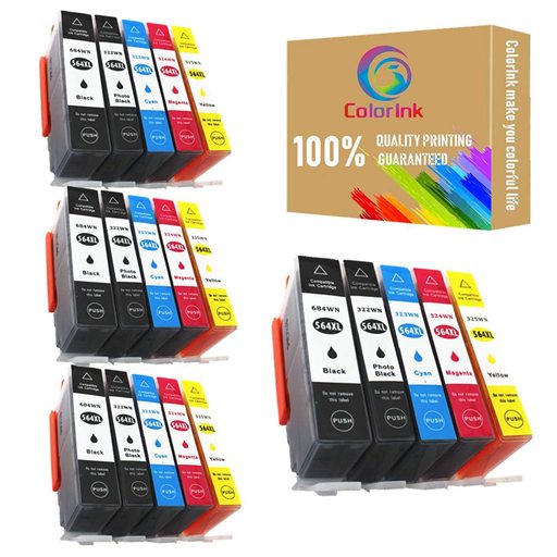 ColorInk for HP 564XL 564XL Ink Cartridges Use with DeskJet 3520 3522 Officejet 4620 Photosmart 5520 6510 7520 7525 Cartridge (4 Photo Black,4 Black,4
