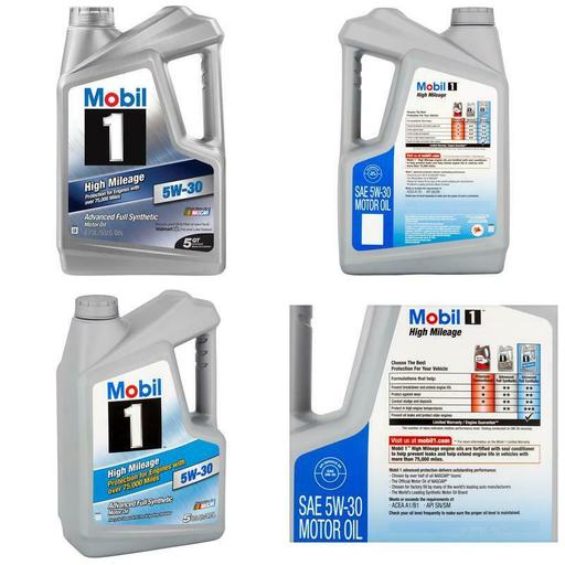 (3 Pack) Mobil 1 5W-30 High Mileage Full Synthetic Motor Oil, 5 Qt.
