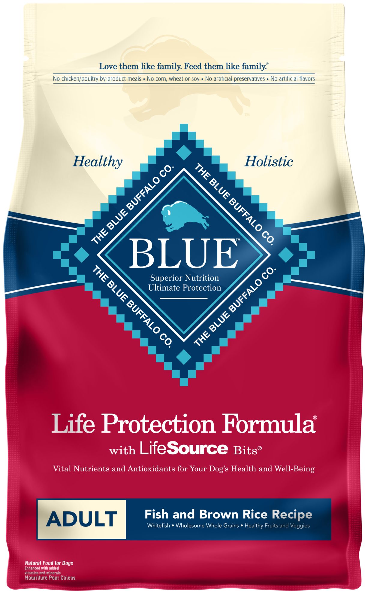 Blue Buffalo Life Protection Formula Natural Adult Dry Dog Food, Fish and Brown Rice 6-lb