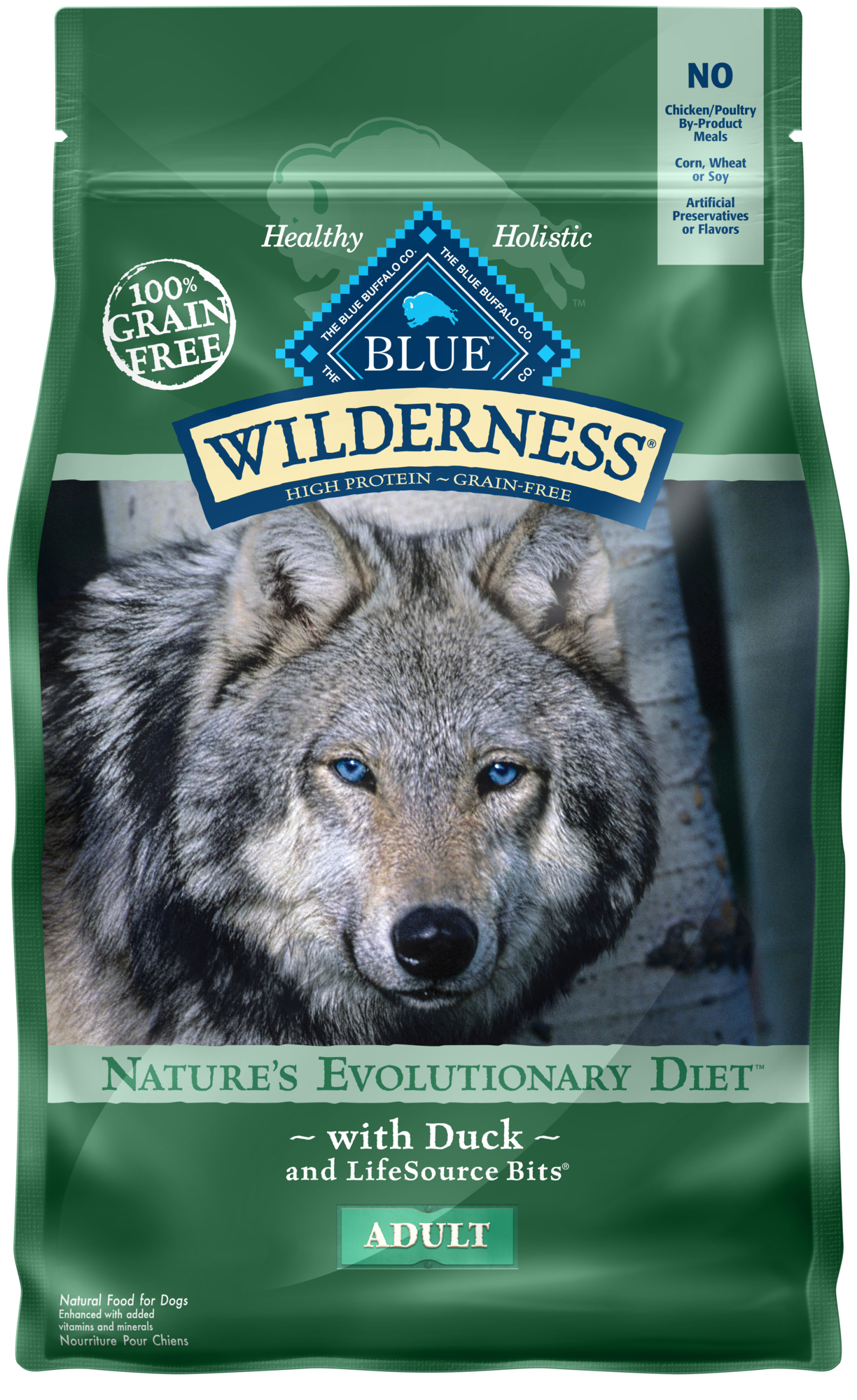 Blue Buffalo Wilderness High Protein Duck Dry Dog Food for Adult Dogs  Grain-Free  4.5 Lb. Bag