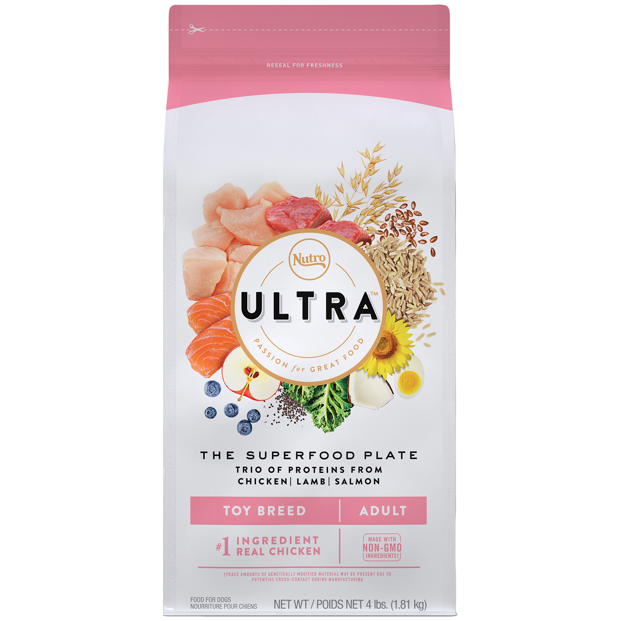 Nutro Ultra Trio of Proteins from Chicken, Lamb and Salmon Adult Toy Breed Dry Dog Food, 4 Lbs