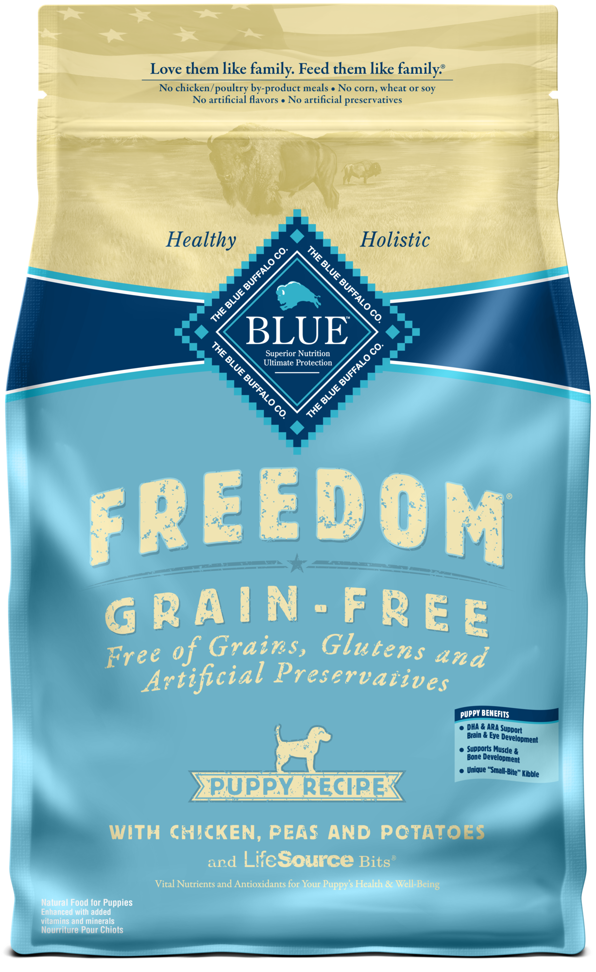 Blue Buffalo Freedom Grain-Free Puppy Dry Dog Food with DHA  Chicken & Potatoes  4-lb. Bag