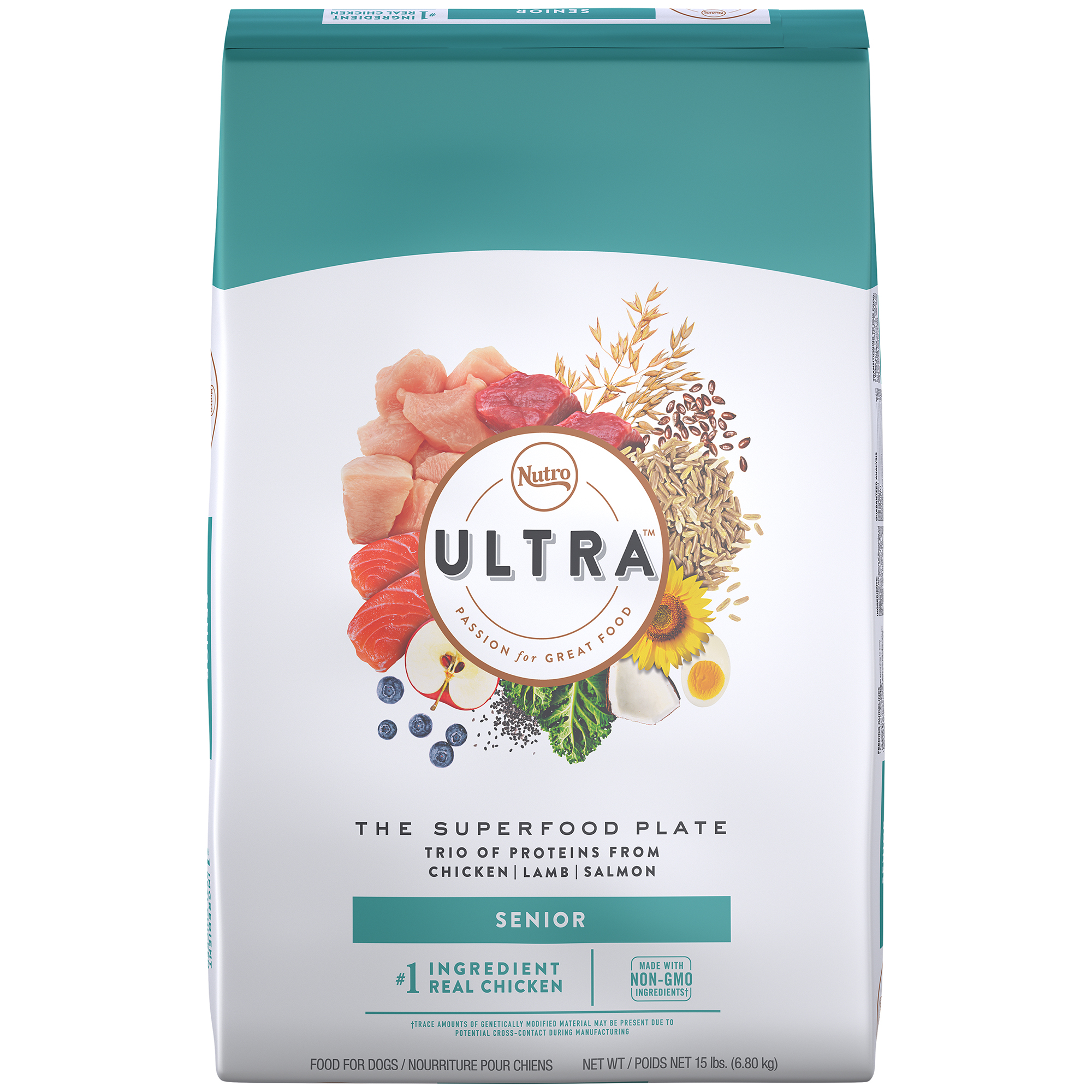 Nutro Ultra Senior High Protein Natural Dry Dog Food with Proteins from Chicken  Lamb and Salmon  15 Lb Bag
