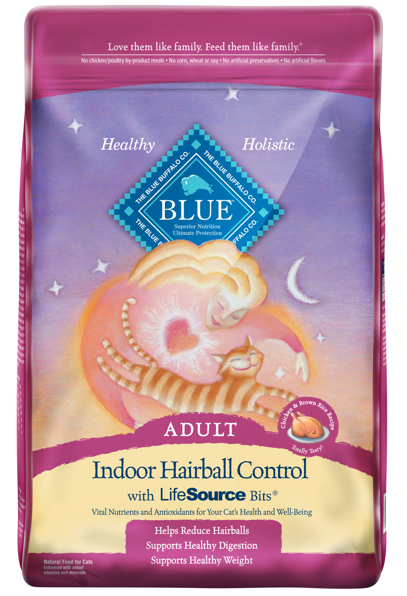 Blue Buffalo Tastefuls Dry Cat Food  Hairball Control  Chicken and Brown Rice  15-lb. Bag