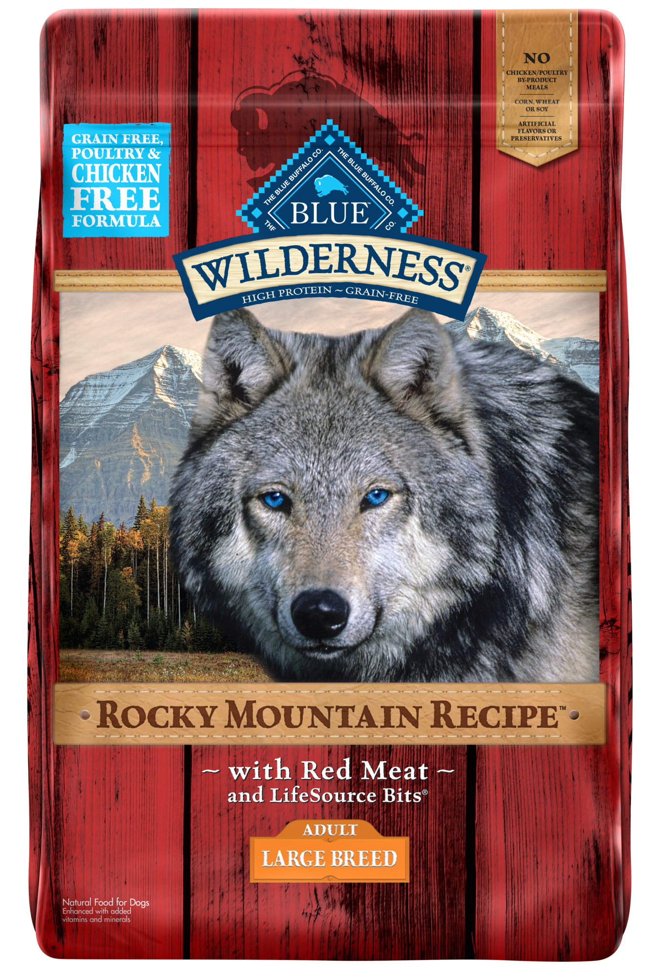 Blue Buffalo Wilderness Rocky Mountain Grain Free Red Meat High Protein Recipe Large Breed Adult Dry Dog Food - 22 Lb Bag