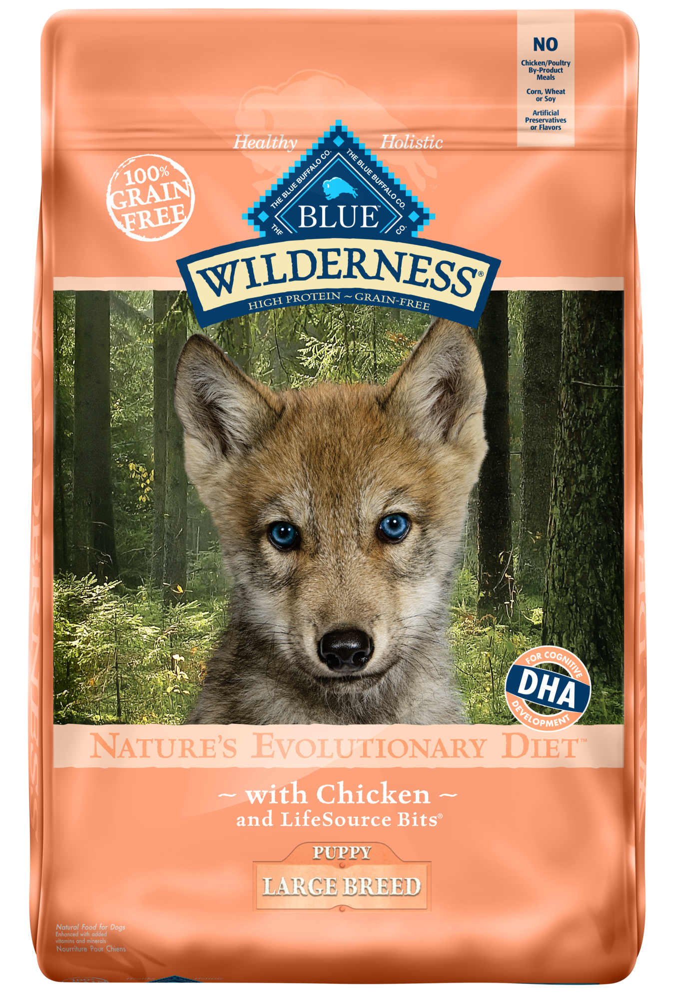 Blue Buffalo Wilderness Large Breed Puppy Grain-Free Chicken Recipe Dry Dog Food - 24 Lb Bag
