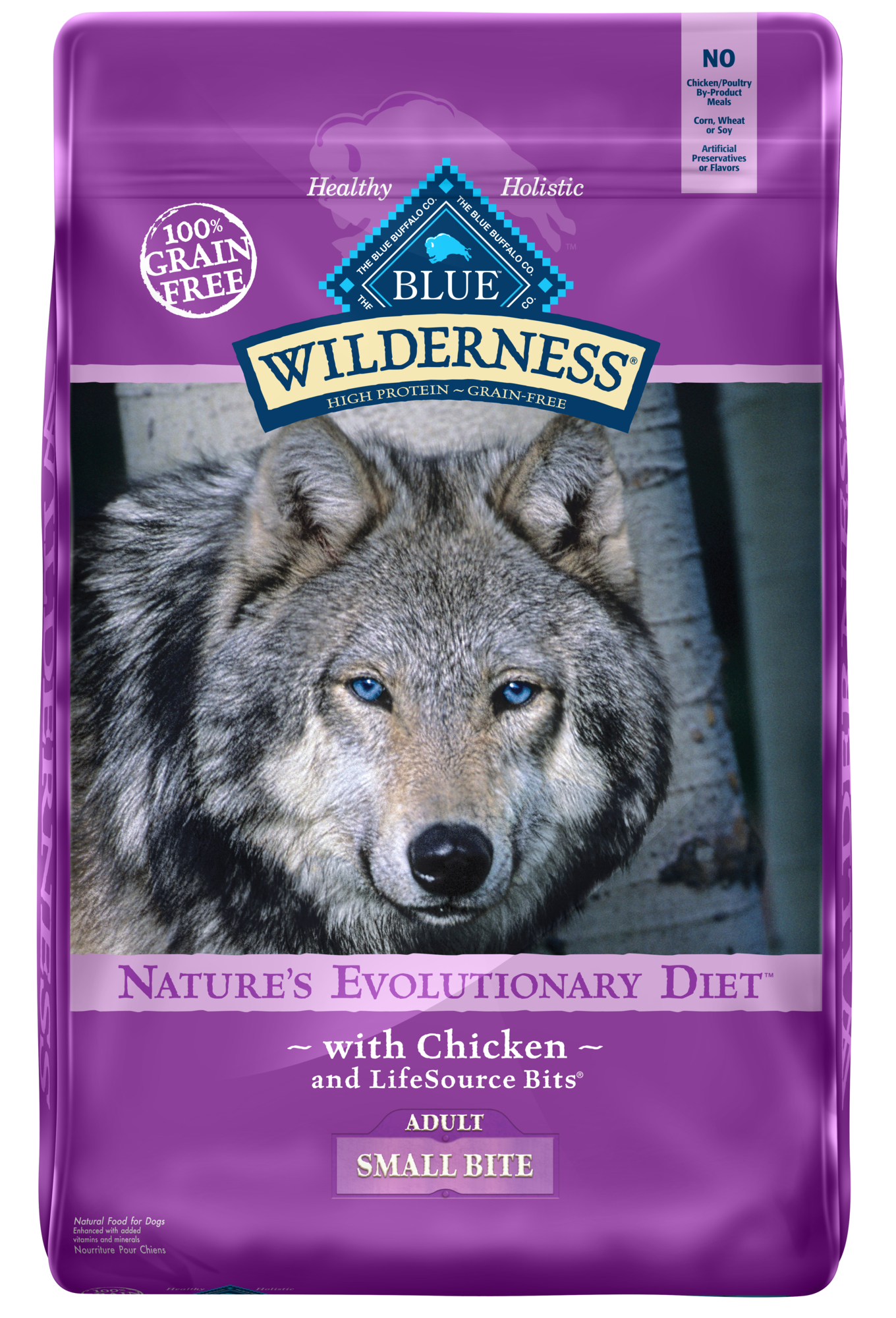 Blue Buffalo Wilderness High Protein Small-Bite Chicken Dry Dog Food for Adult Dogs  Grain-Free  24 Lb. Bag