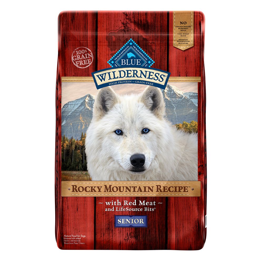 Blue Buffalo Wilderness Rocky Mountain Recipe High Protein Red Meat  Chicken-Free Dry Dog Food for Senior Dogs  Grain-Free  22 Lb. Bag
