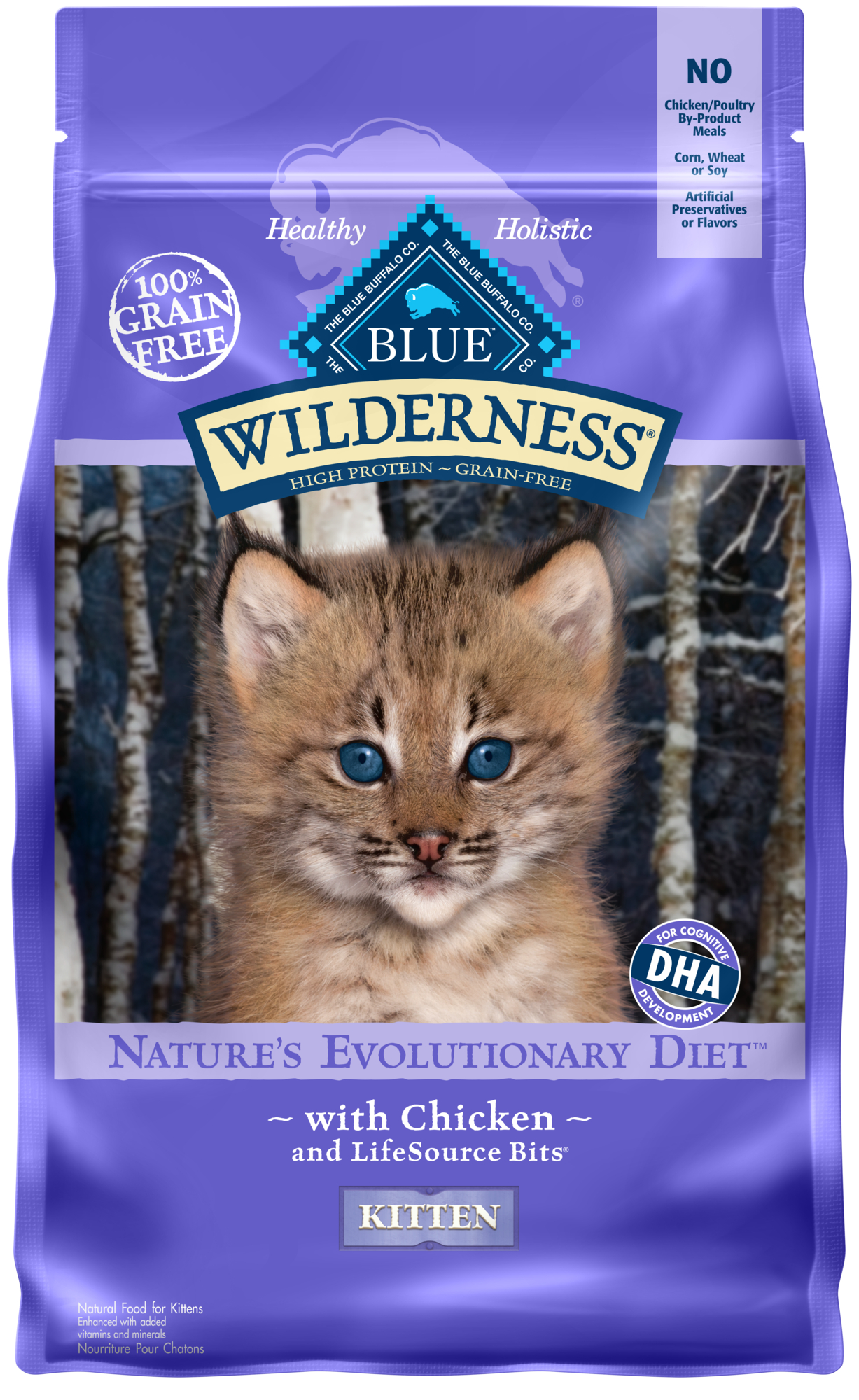 Blue Buffalo Wilderness Natural Kitten Dry Cat Food  High-Protein  Chicken  2-lb. Bag