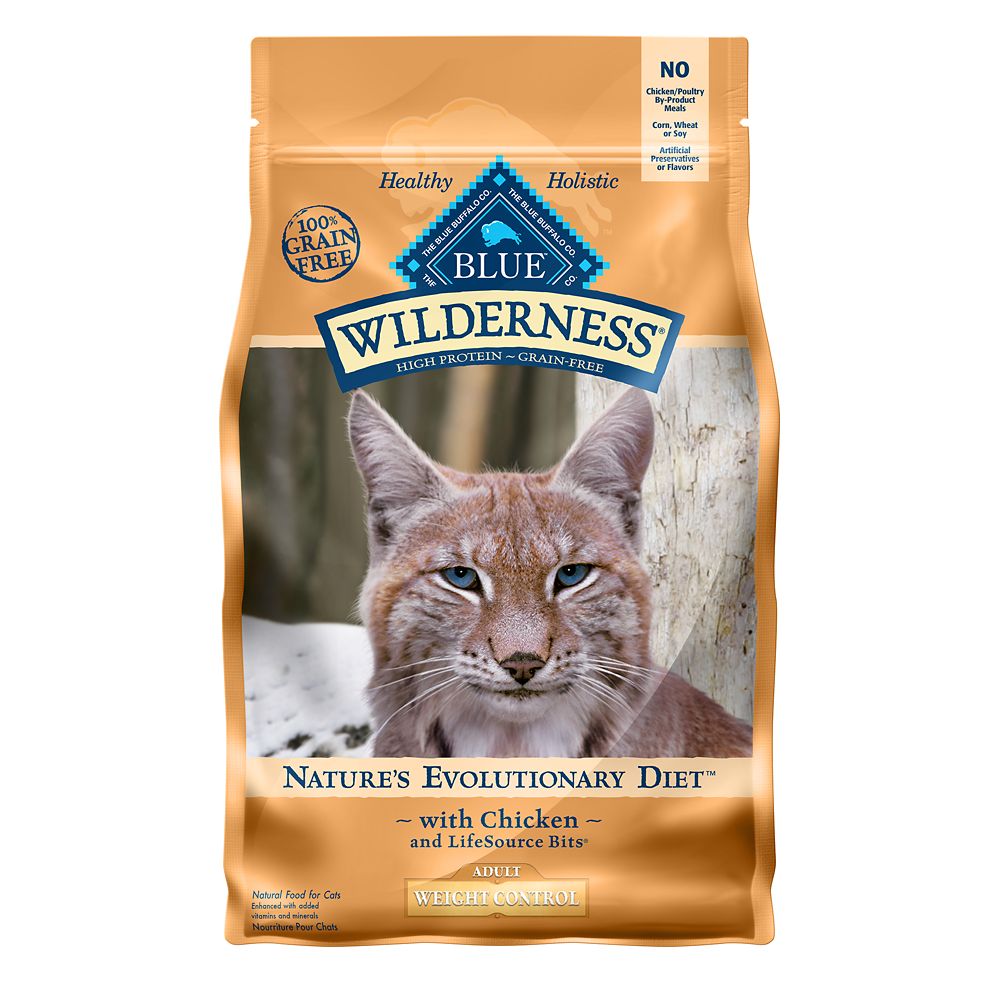 Blue Buffalo Wilderness Weight Control Chicken Recipe Grain-Free Dry Cat Food, 2-lb Bag