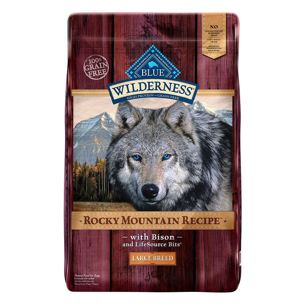 Blue Buffalo Wilderness Rocky Mountain Recipe High Protein Large Breed Bison Dry Dog Food for Adult Dogs  Grain-Free  22 Lb. Bag