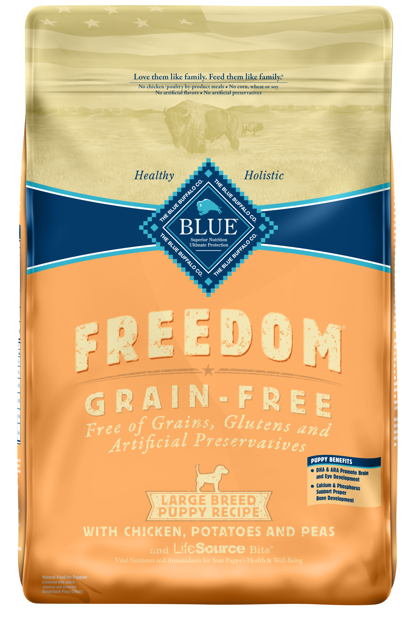 Blue Buffalo Freedom Large Breed Chicken Dry Dog Food for Puppies  Grain-Free  24 Lb. Bag