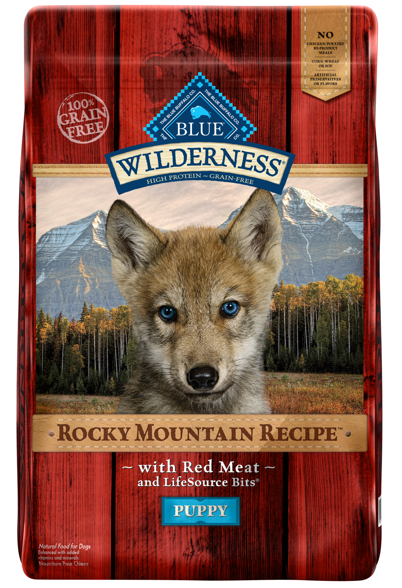 Blue Buffalo Wilderness Rocky Mountain Grain Free Natural Red Meat High Protein Recipe Puppy Dry Dog Food - 22 Lb Bag