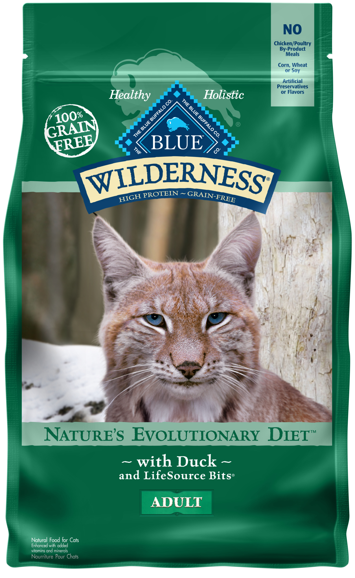 Blue Buffalo Wilderness High Protein Grain Free, Natural Adult Dry Cat Food, Duck 2-lb