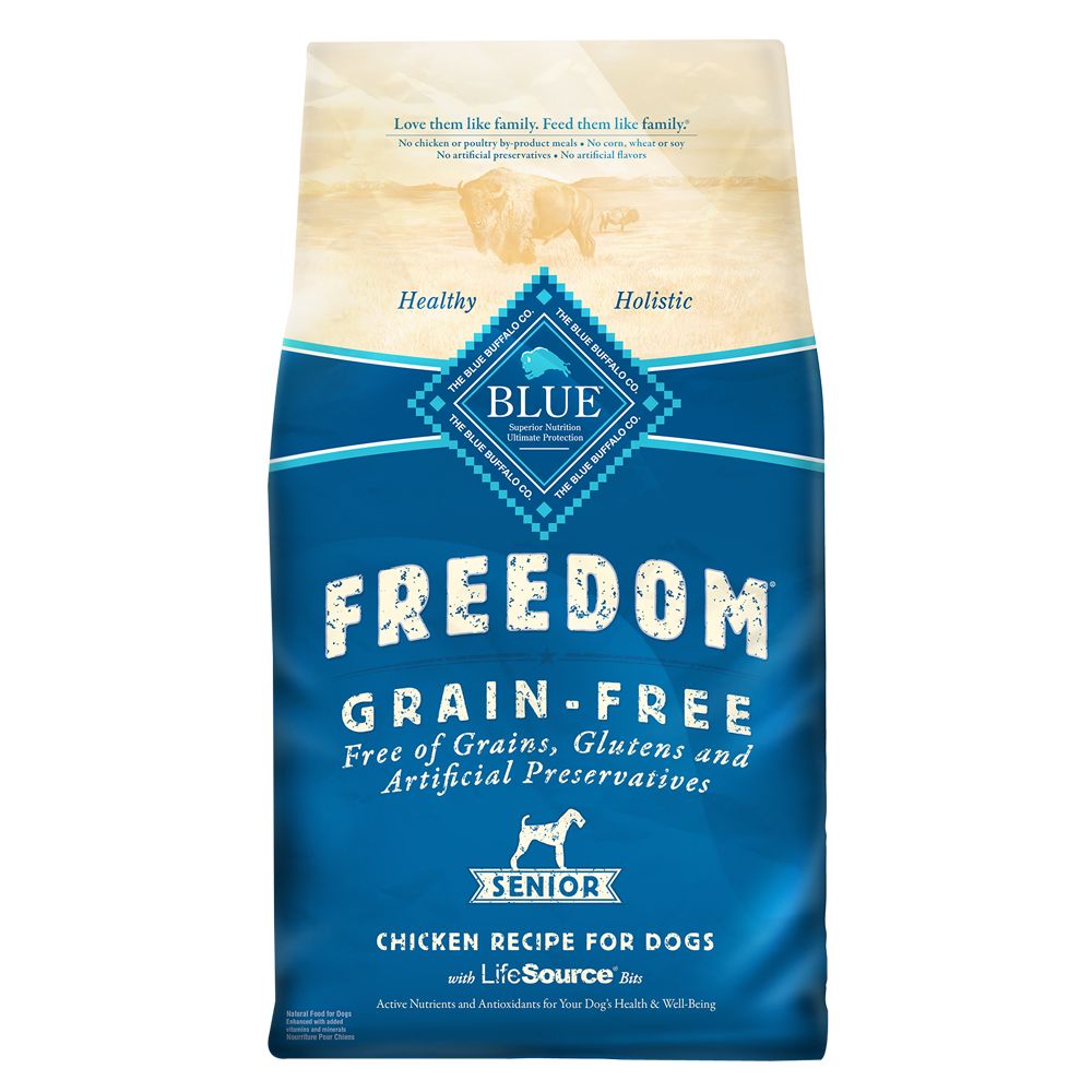 Blue Buffalo Freedom Grain-Free Senior Dry Dog Food  Chicken & Potatoes  4-lb. Bag