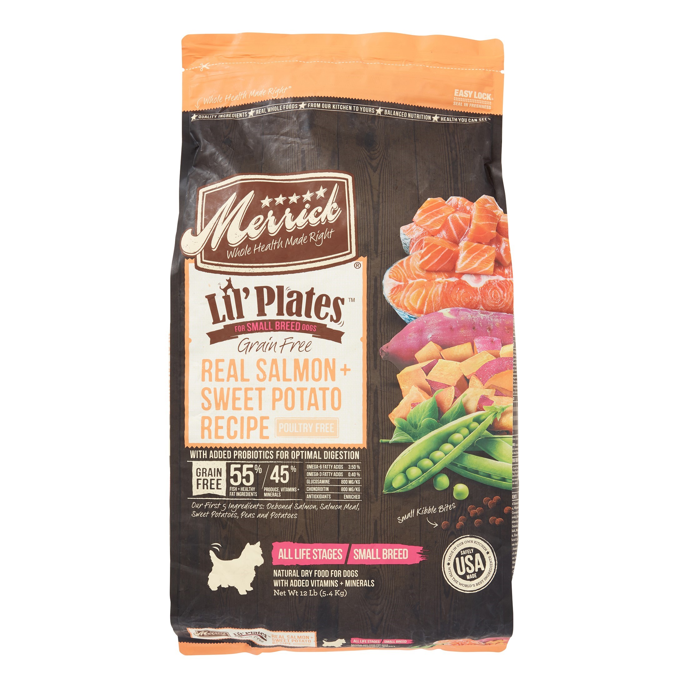 Merrick Lil’ Plates Premium Grain Free Dry Dog Food for Small Dogs  Real Salmon and Sweet Potato Kibble  12.0 Lb. Bag
