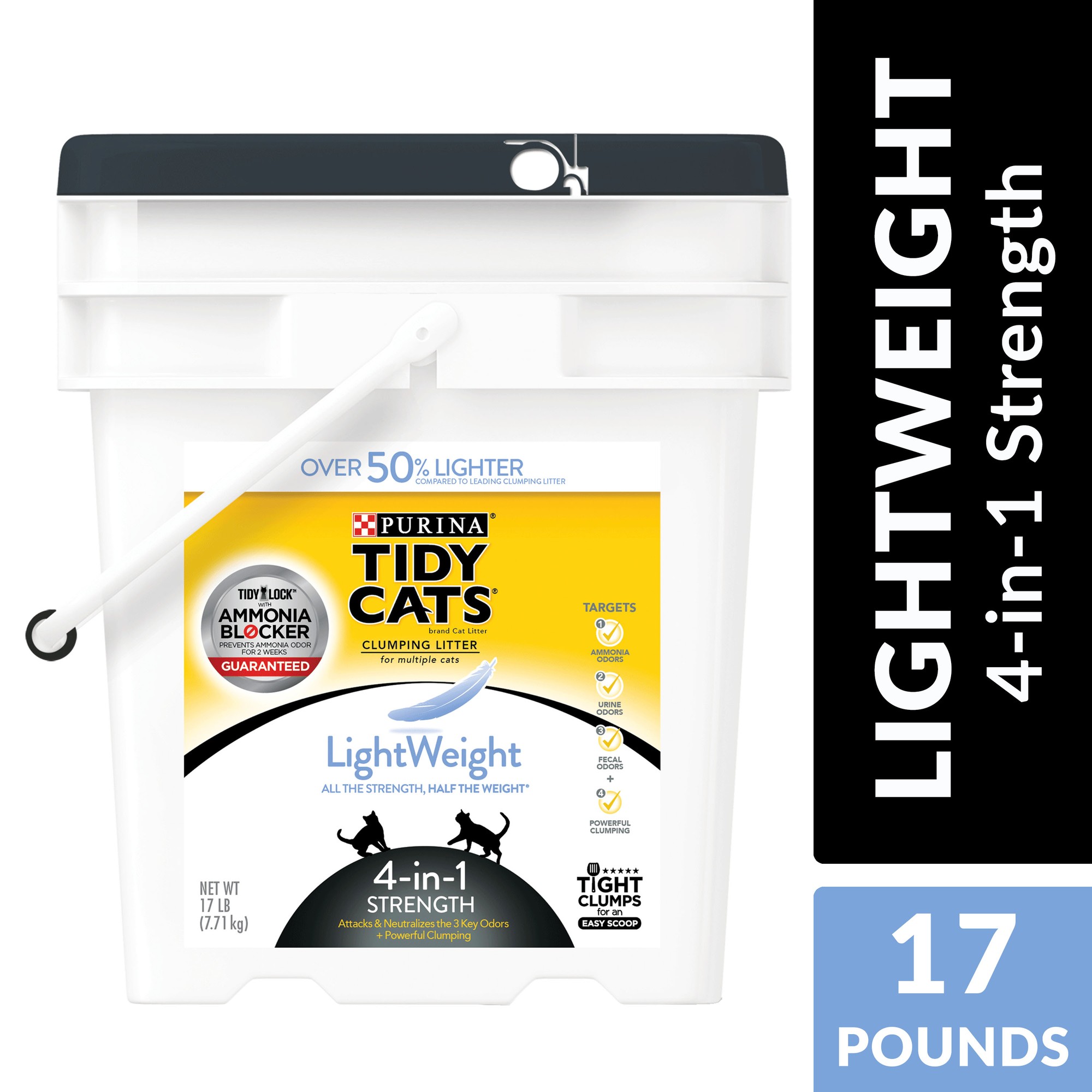 Purina Tidy Cats 4-in-1 Strength LightWeight Cat Litter  Floral Scent  17 Lb Pail
