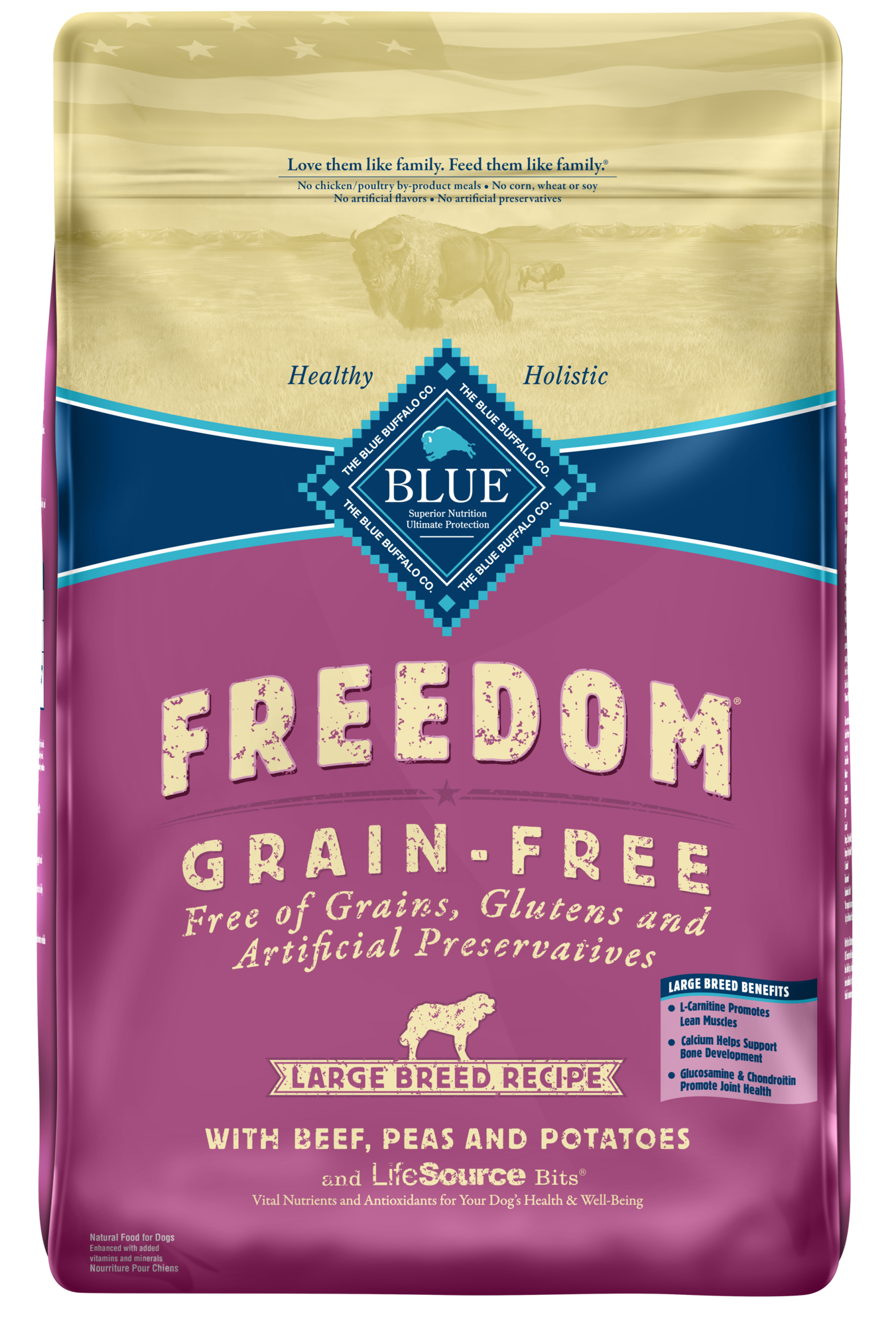 Blue Buffalo Freedom Large Breed Adult Beef Recipe Dry Dog Food - 24 Lb Bag
