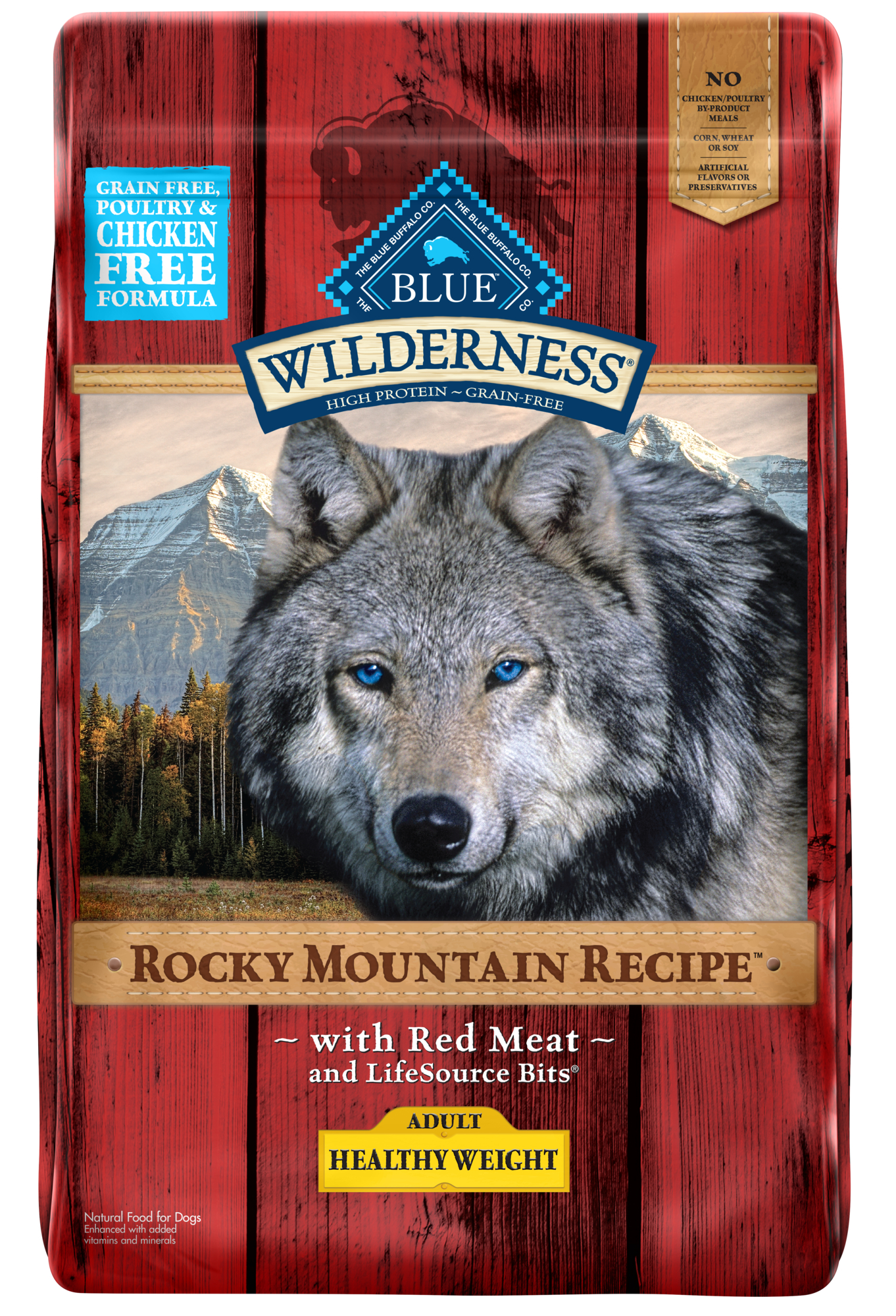 Blue Buffalo Wilderness Rocky Mountain Healthy Weight Grain Free Natural Red Meat High Protein Recipe Adult Dry Dog Food - 22 Lb Bag