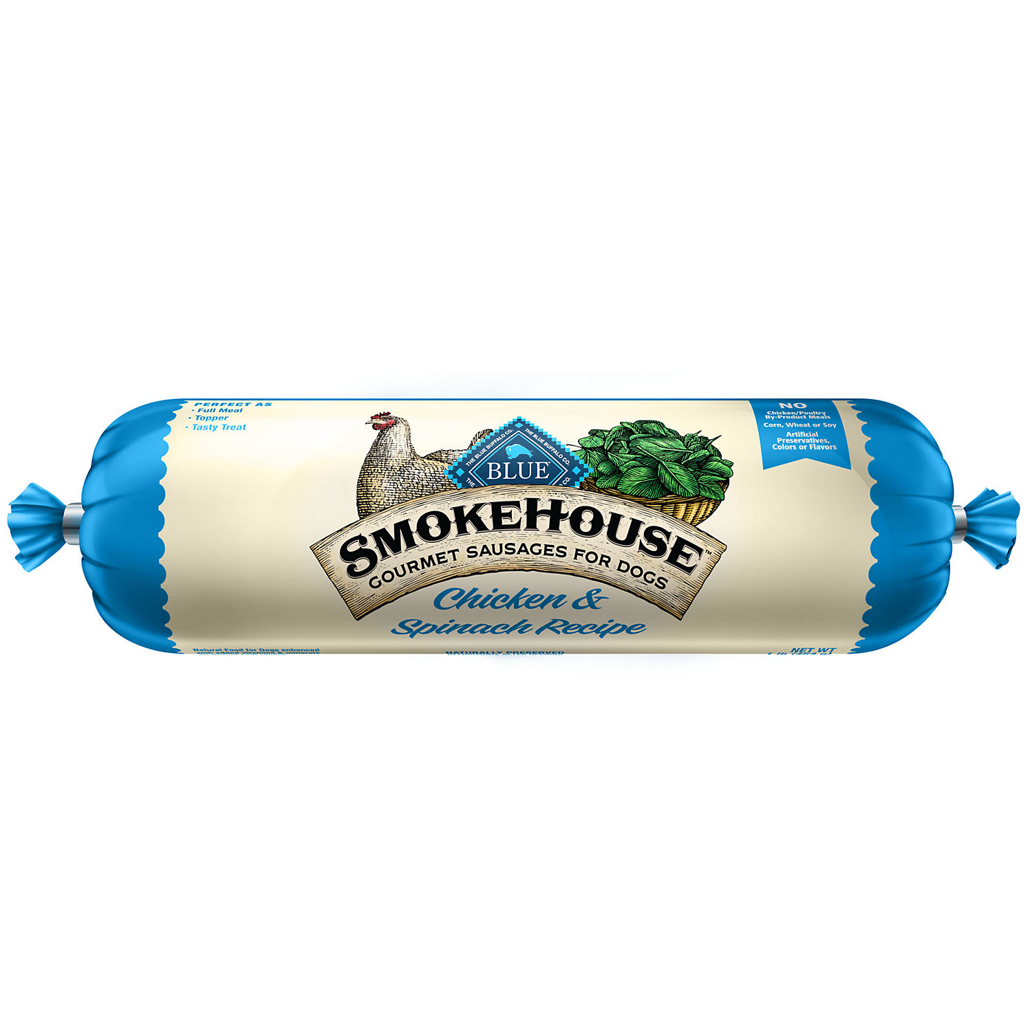 Blue Buffalo Blue Smokehouse Gourmet Sausage Chicken & Spinach Recipe Dog Food, 1 Lbs.