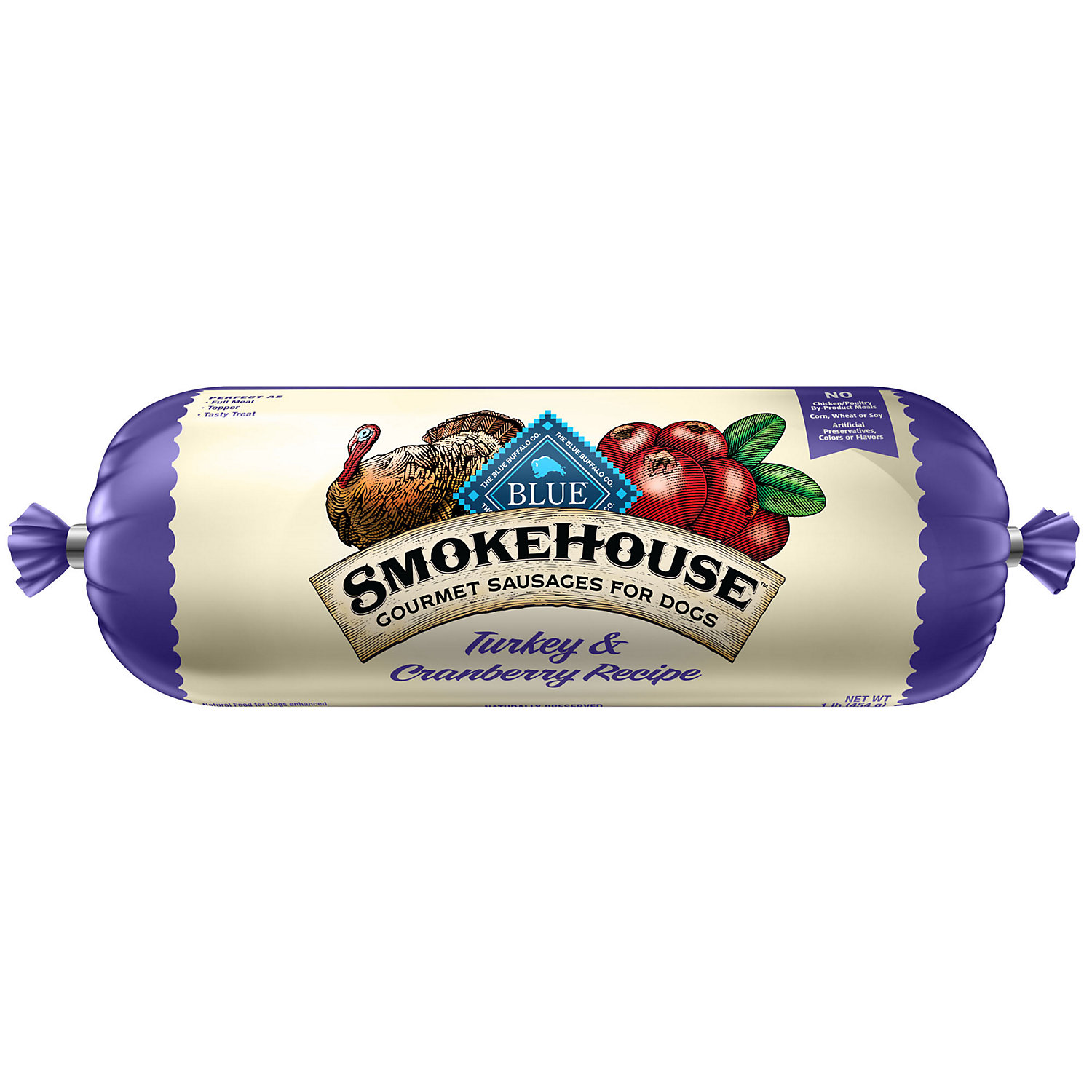 Blue Buffalo Blue Smokehouse Gourmet Sausage Turkey and Cranberry Recipe Dog Food, 2.25 Lbs.