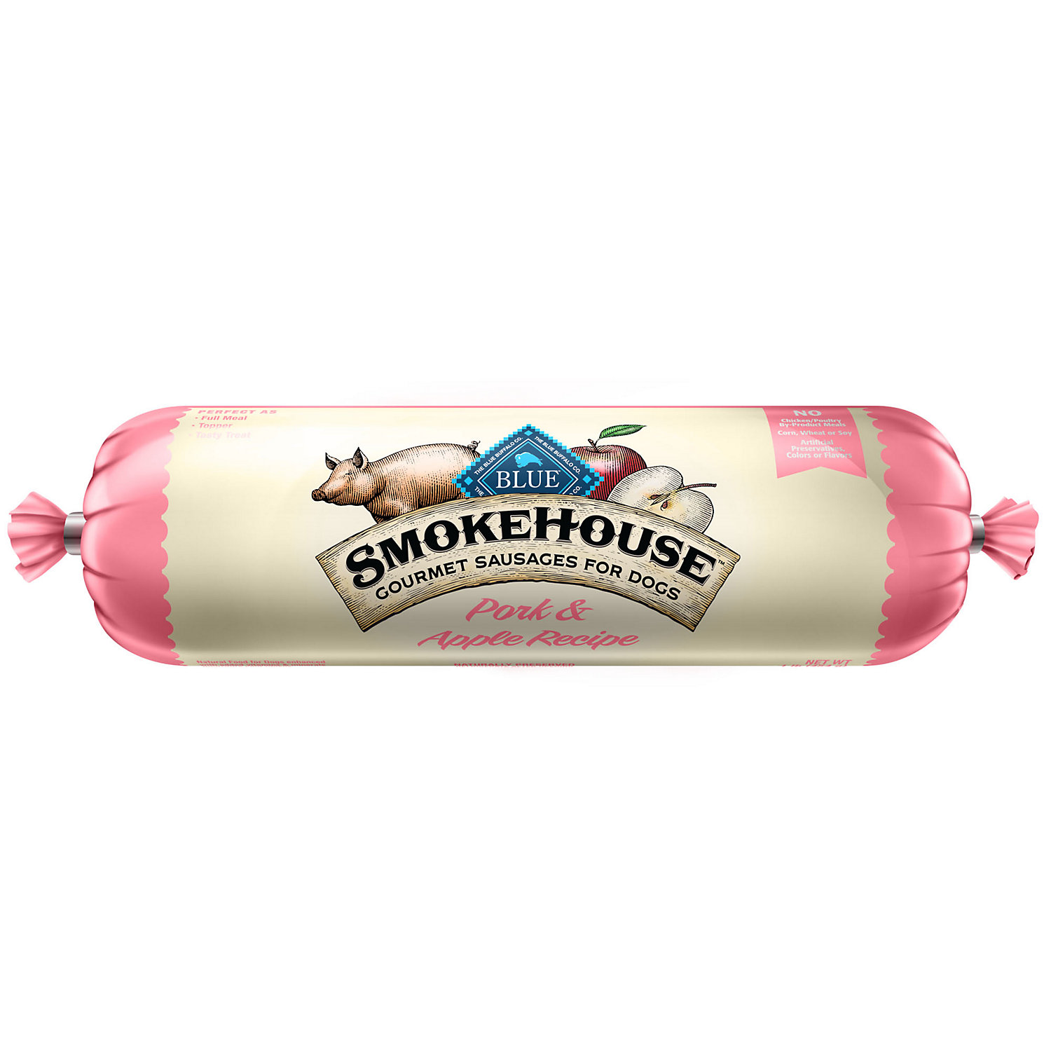 Blue Buffalo Blue Smokehouse Gourmet Sausage Pork and Apple Recipe Dog Food, 1 Lbs.