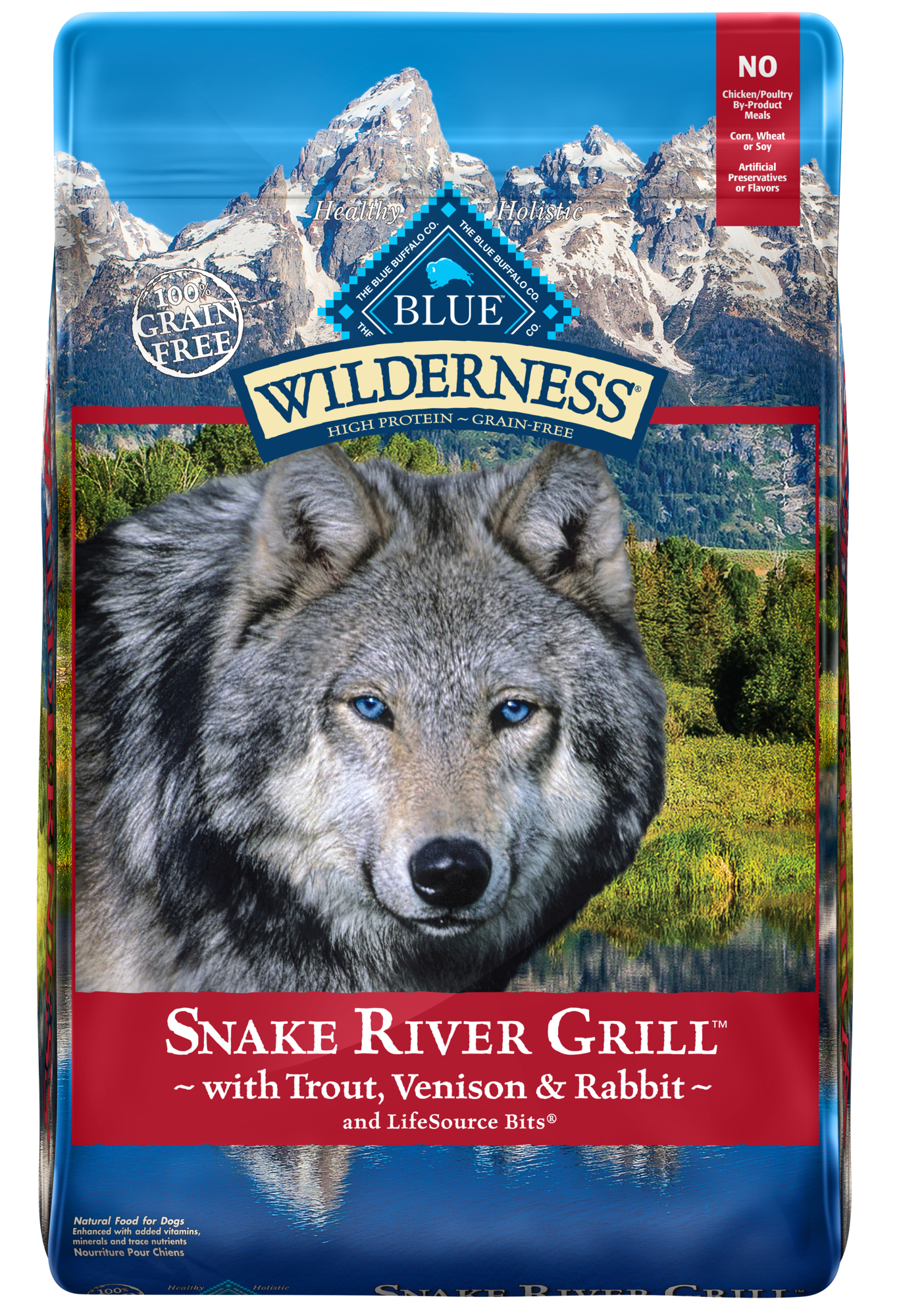 Blue Buffalo Blue Wilderness Snake River Grill Adult Trout, Venison & Rabbit Recipe Dry Dog Food, 22 Lbs.