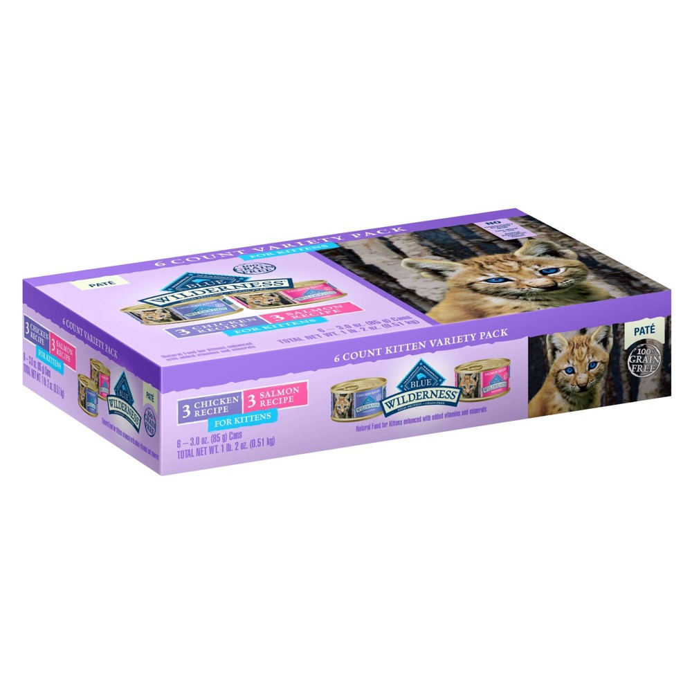 Blue Buffalo Wilderness Wet Kitten Food  Chicken & Salmon Variety Pack  3-oz. (6 Count)