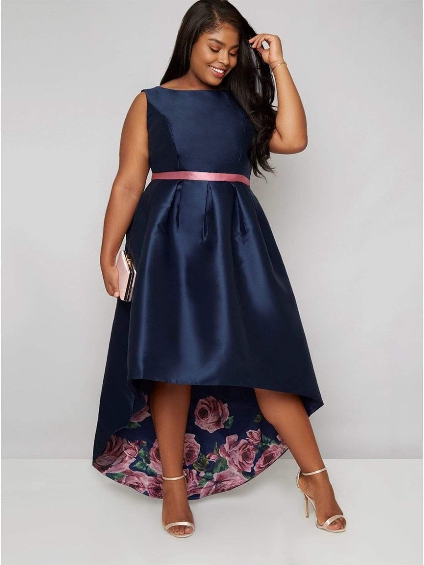 Chi Chi London Dani Dress-Navy Dress in Navy Blue Size 16