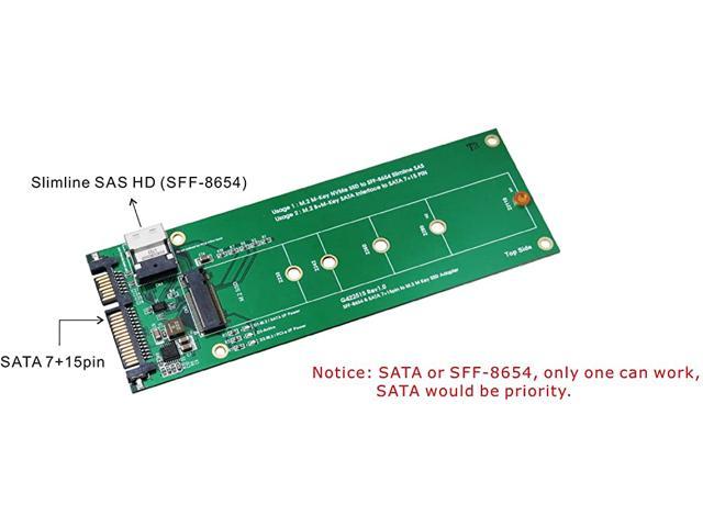 Slimline SAS (SFF-8654) and SATA to M.2 SSD Adapter