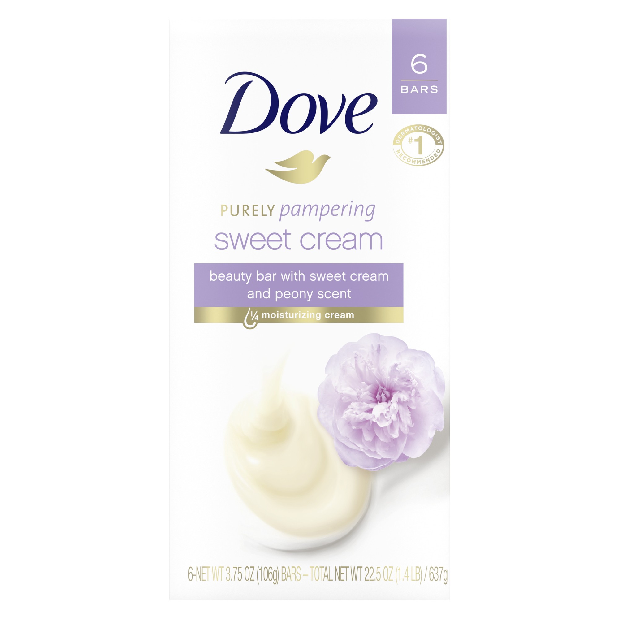 Dove Beauty Bar Gentle Skin Cleanser Indulging Sweet Cream More Moisturizing Than Bar Soap Moisturizing for Gentle Soft Skin Care 3.75 Oz  6 Bars