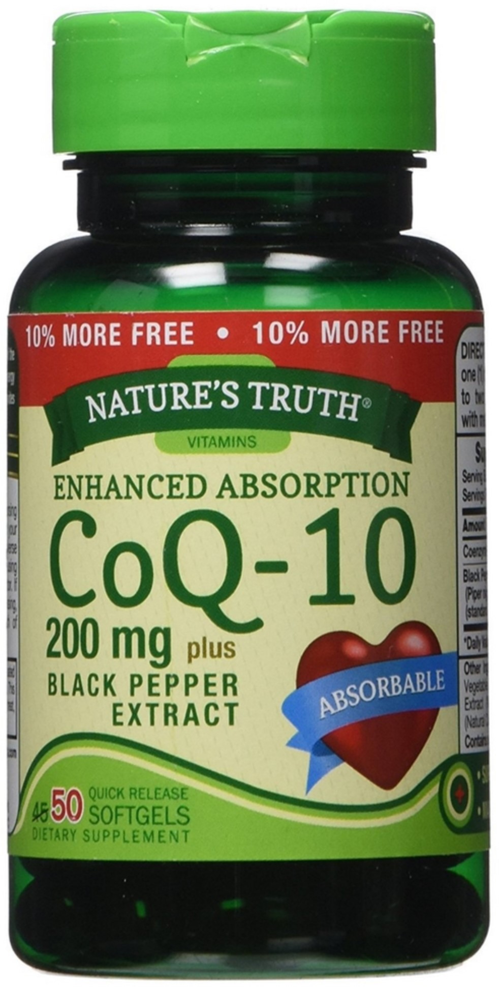 Nature's Truth CoQ-10, 200 MG Black Pepper Extract Softgels, 50 Ct | CVS