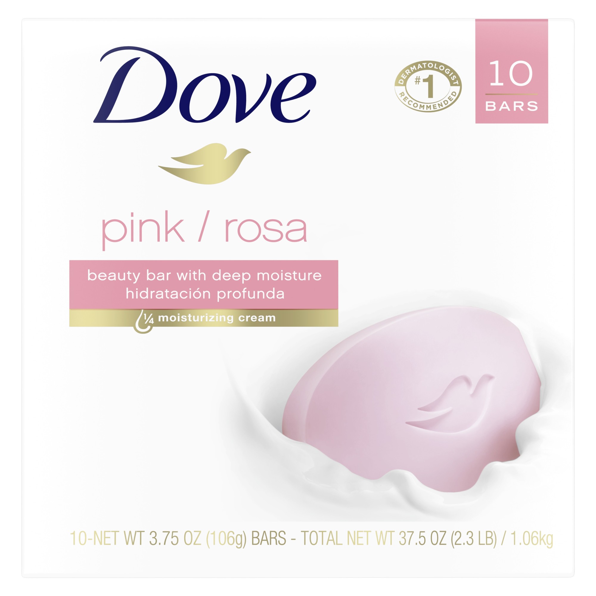 Dove Beauty Bar Pink More Moisturizing Than Ordinary Bar Soap Gentle Cleanser for Softer and Smoother Skin 3.75 Oz  10 Bars