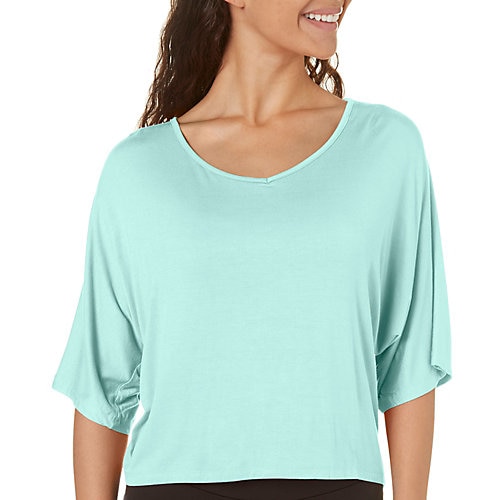 Paper Tee Juniors Bow Accent Open Back Dolman Top-Small,MINT GREEN