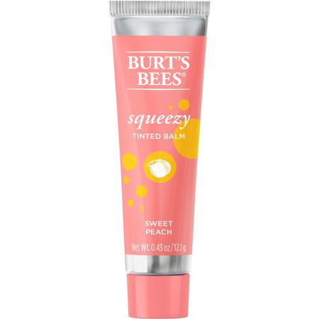 Burt S Bees 100% Natural Origin Squeezy Tinted Lip Balm  Sweet Peach - 0.43 Ounce Squeeze Tube