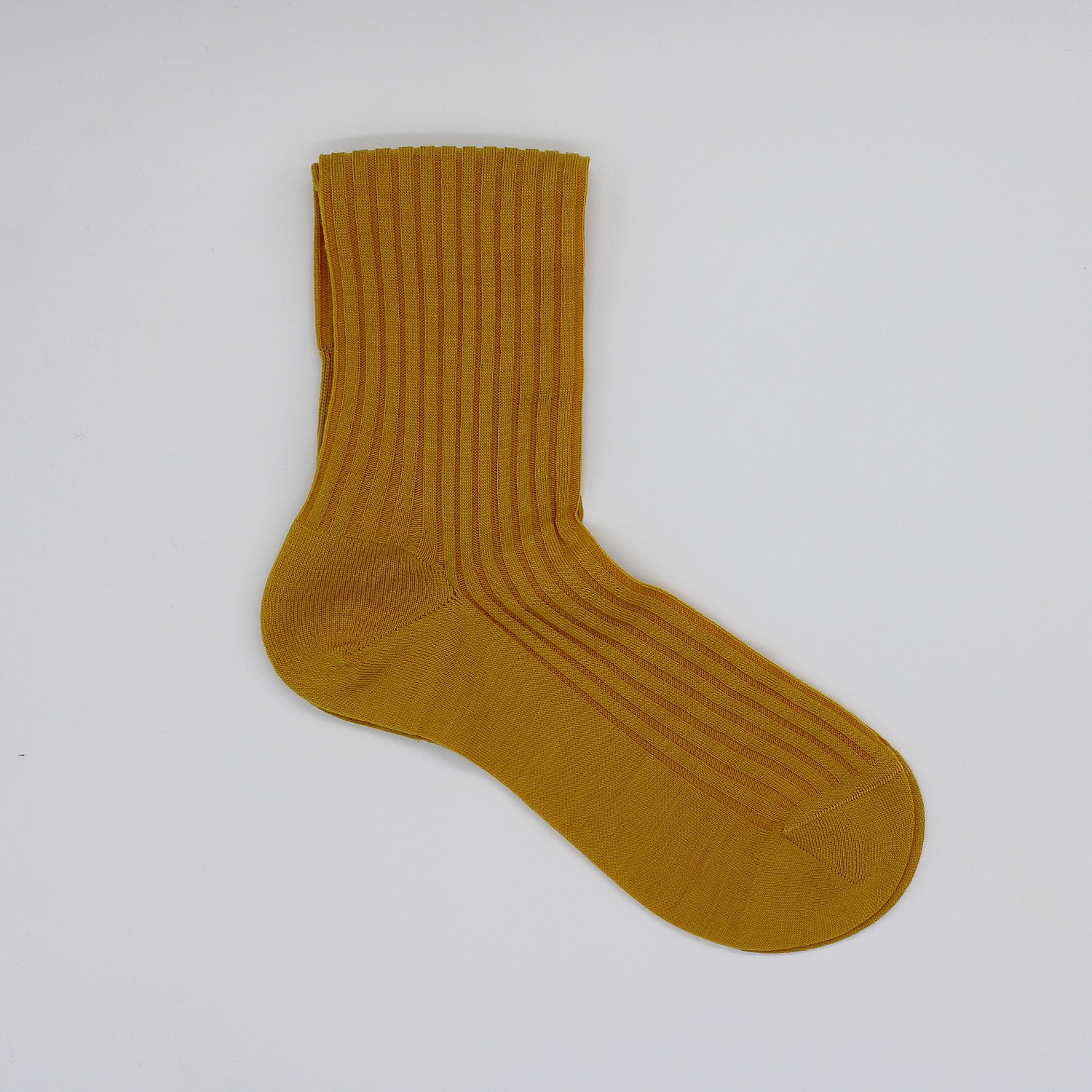 Pantherella Men's Laburnum Merino Wool 5x3 Rib Dress Sock in Gold (5796) | Size Large | HisRoom.com