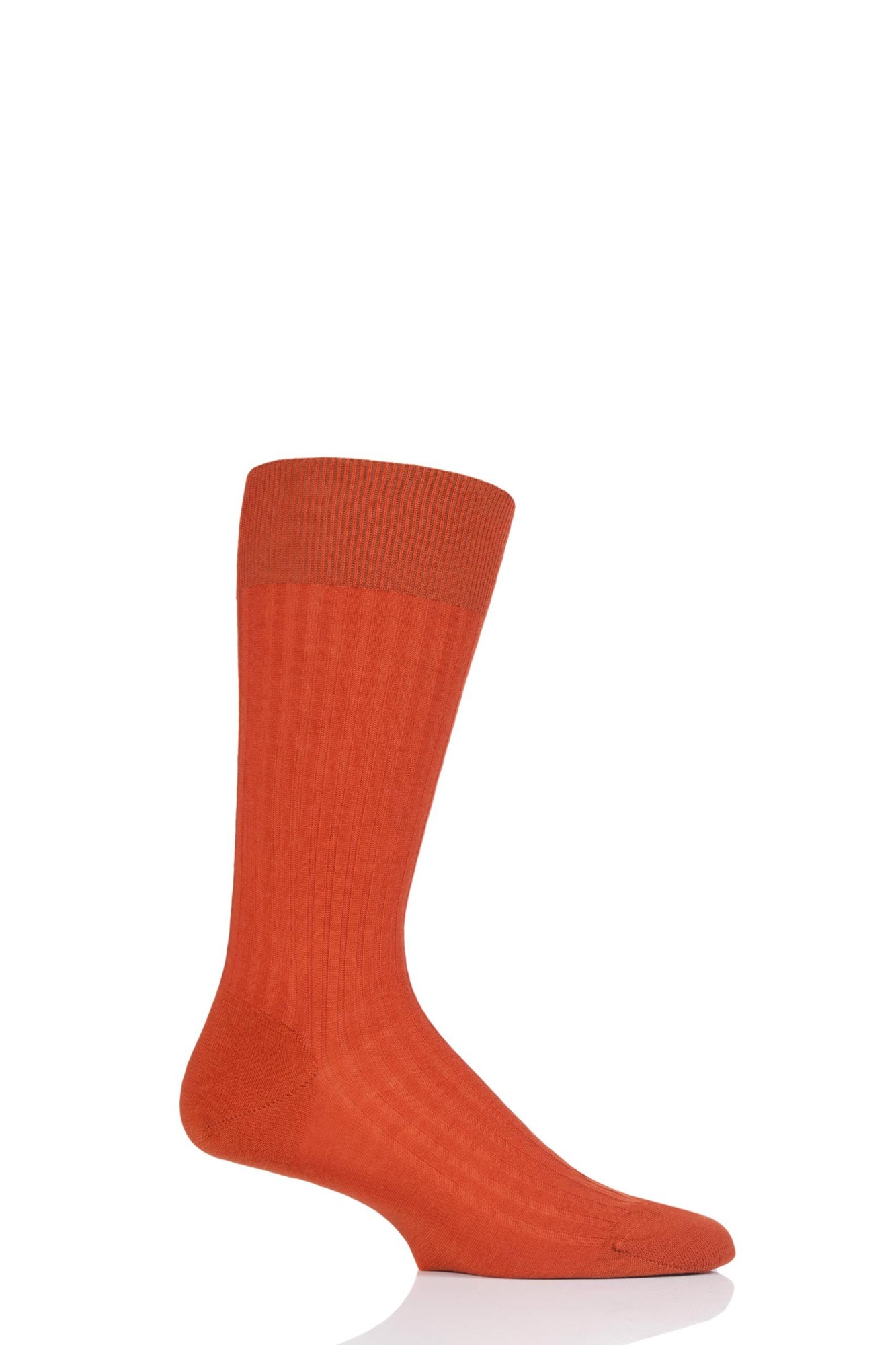 Pantherella Men's Laburnum Merino Wool 5x3 Rib Dress Sock in Orange (5796) | Size Medium | HisRoom.com