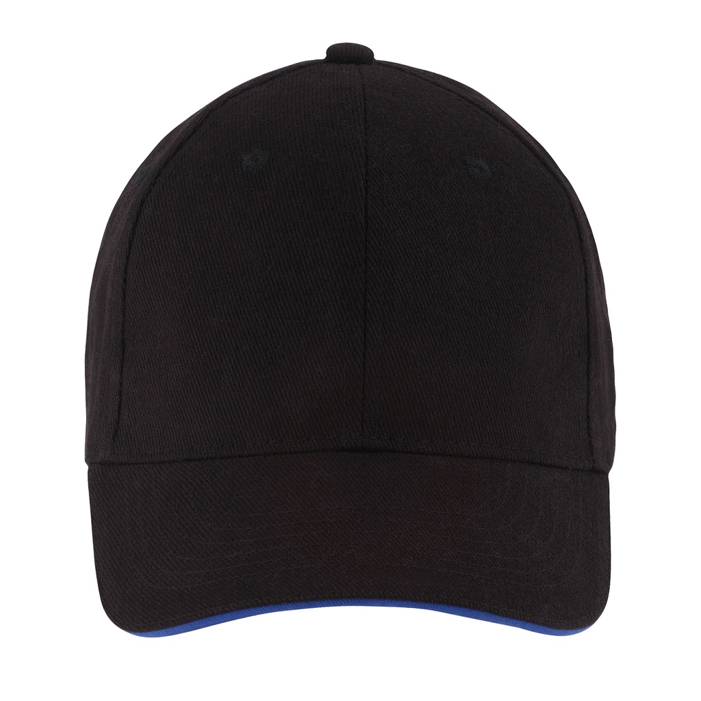 SOLS Unisex Buffalo 6 Panel Baseball Cap - Black/Royal Blue - Black - ONE SIZE
