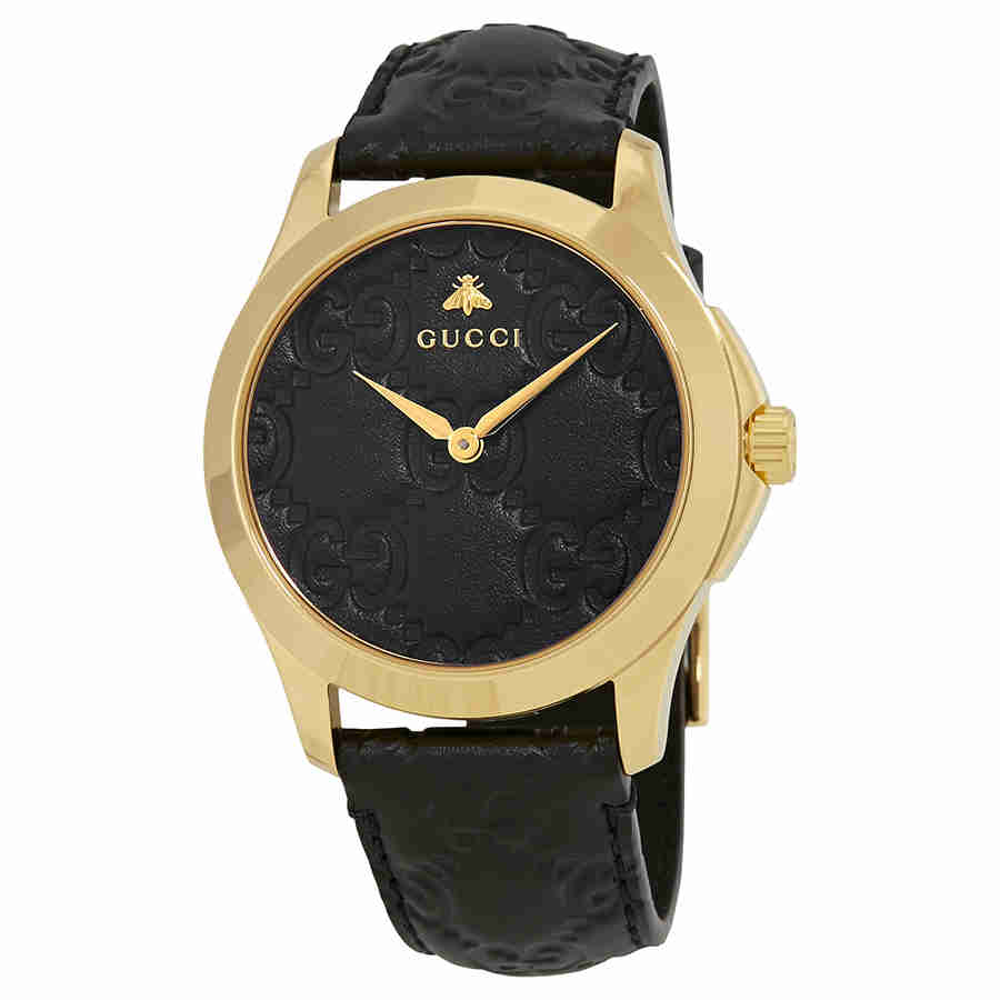 GUCCI G-Timeless 38MM Black GG Dial Quartz SS Unisex Watch YA1264034