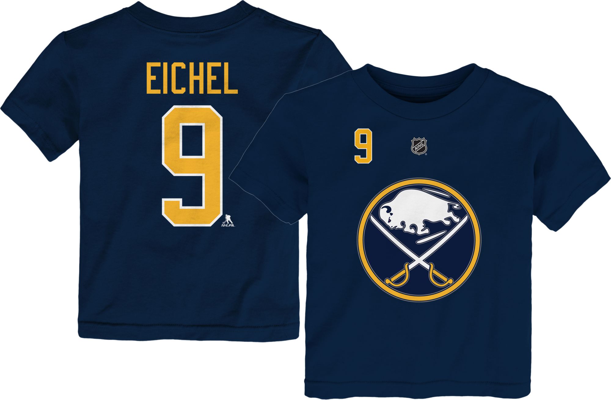 NHL Toddler Buffalo Sabres Jack Eichel #9 Navy Player T-Shirt, 2T, Blue