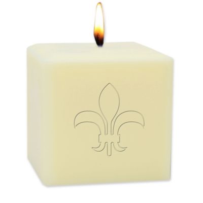 Carved Solutions Eco-Luxury 4-Inch Soy Wax Fleur De Lis Pillar Candle in Ivory