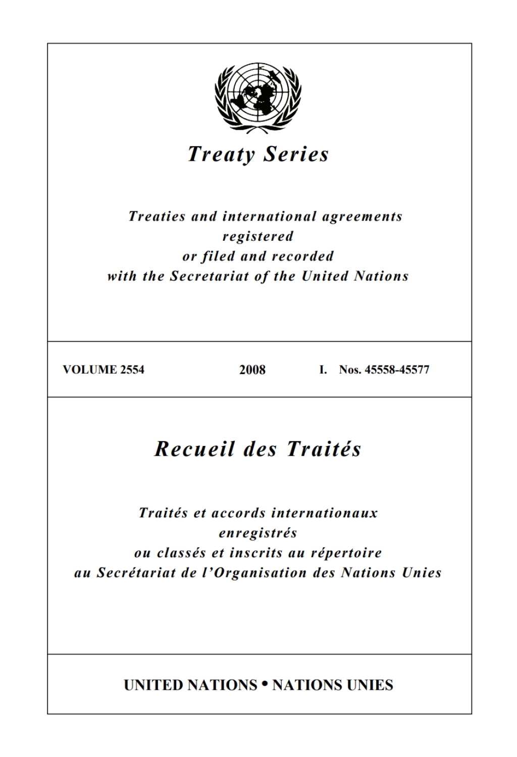 Treaty Series 2554/Recueil Des TraitÃ©s 2554 (eBook)
