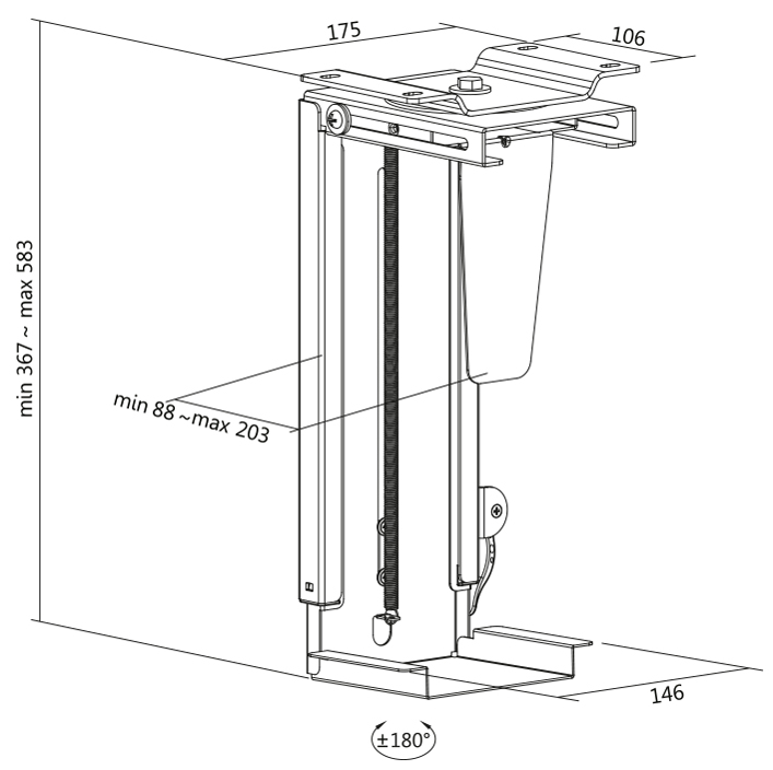 LogiLink EO0030 CPU Holder Under Desk CPU Holder Black
