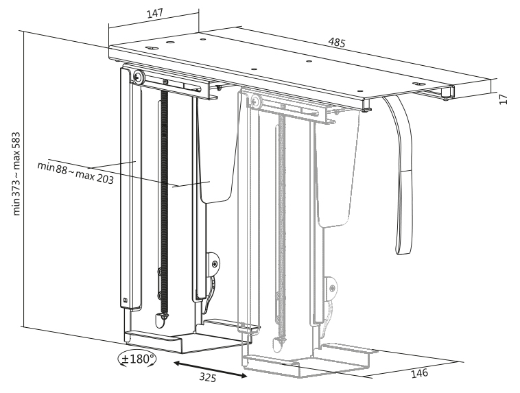 LogiLink EO0031 CPU Holder Desk-mounted CPU Holder Black