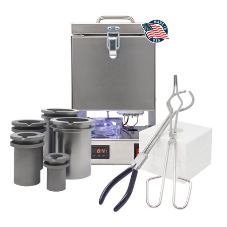 Tabletop Deluxe QuikMelt Top-Loading Electric Furnace Crucibles Tongs Flanges Metal Jewelry Casting Melting Kiln Made in the U.S.a. - FUR-0134