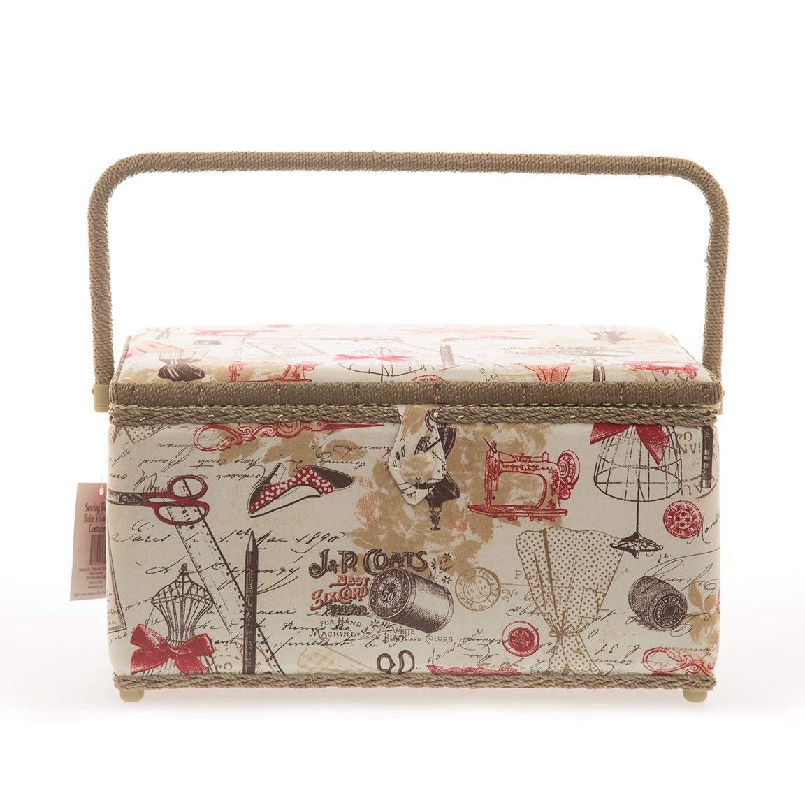 Allary 4397 Jumbo Tan 16 X10 X8  Rectangle Sewing Basket Bundle with 811 Sewing Accessory Kit