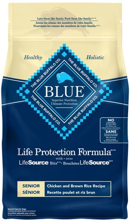 Blue Buffalo BLUE Chicken & Brown Rice Senior Dry Dog Food, Assorted Sizes
