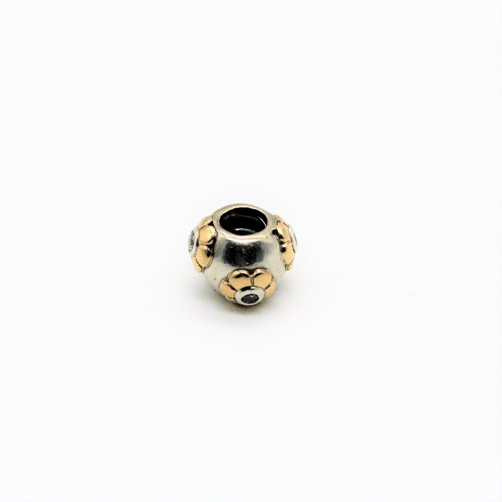 585er Charm Silber Goldblüten